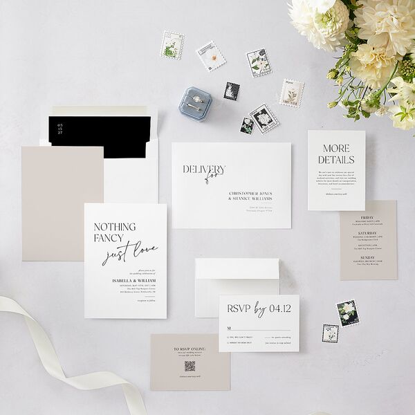 Nothing Fancy Wedding Invitations Pure White Signature Blank No Standard