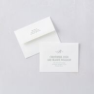 Classic Monogram First Christmas Thank You Card Envelopes White Dark Emerald Both Recipient and Return Addresses Signature Standard