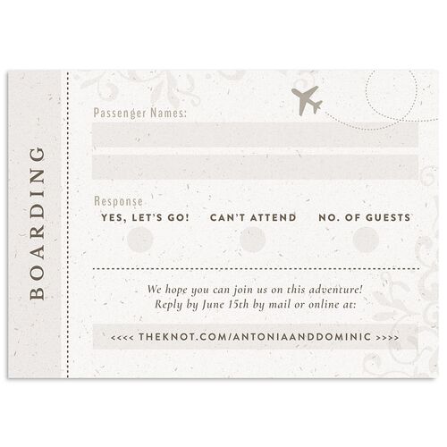 Timeless Passport Wedding Response Cards Linen Signature Standard
