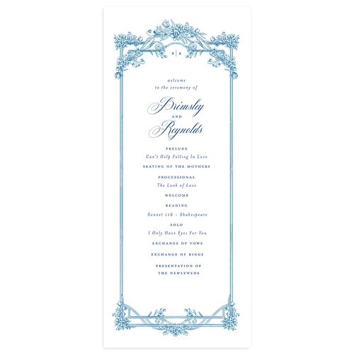 Elegant Antique Toile Frame Wedding Programs by Bridgerton Cruise Signature