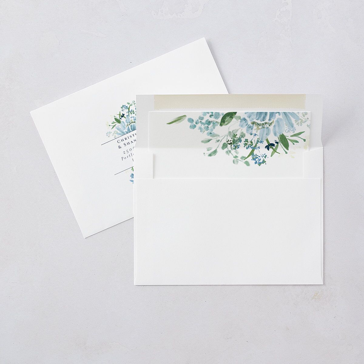In Bloom Wedding Invitations Moody Blue Signature Blank No Standard