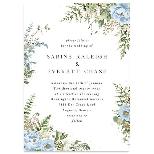 Gilded Fern Frame Botanical Wedding Invitations Gold Ocean Signature Blank No Standard