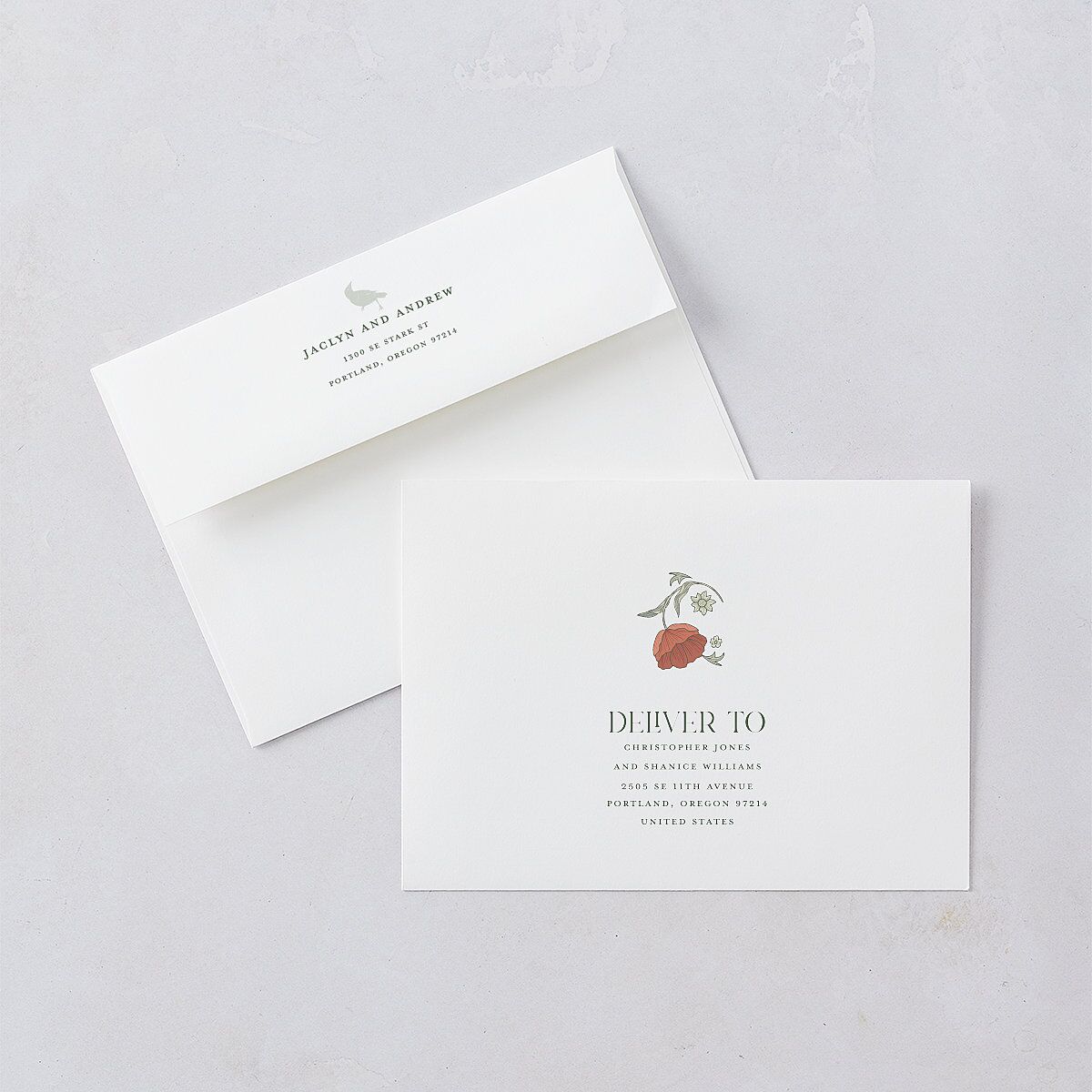 Crafted Garden Wedding Invitations Deep Olive Signature Blank No Standard
