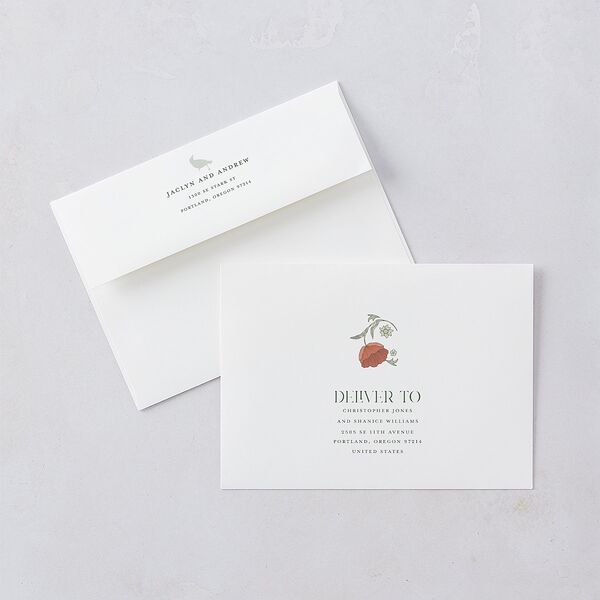 Crafted Garden Wedding Invitations Deep Olive Signature Blank No Standard