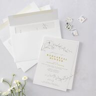 Graceful Botanical Rehearsal Dinner Invitations Gold Signature Blank Standard