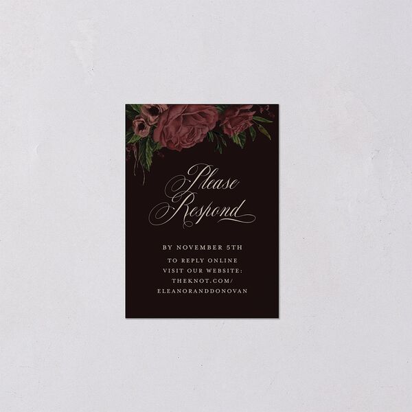 Dark Gothic Roses QR Code RSVP Cards Burgundy Signature Standard