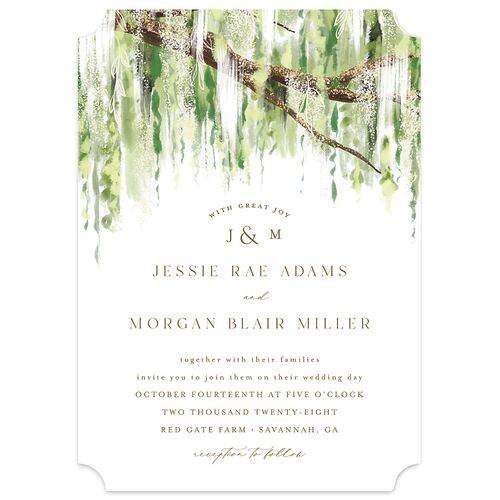 Southern Spanish Moss Wedding Invitations Pure White Signature Blank No Ticket