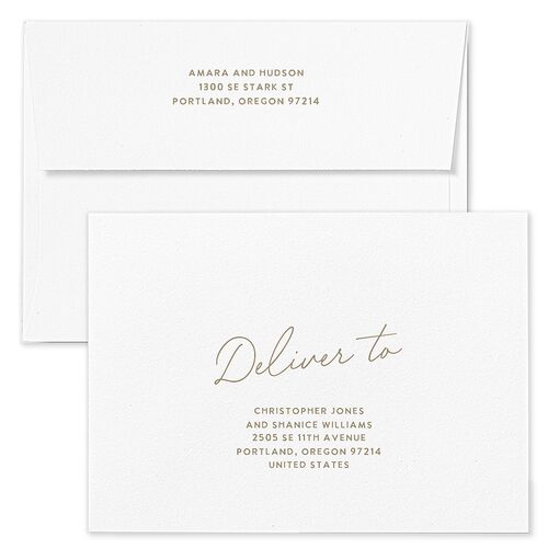 Hand Drawn Wavy Border Wedding Invitation Envelopes White Mocha Both Recipient and Return Addresses Standard Signature