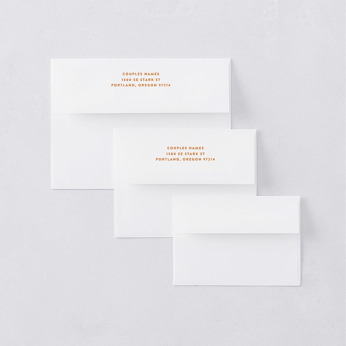 Wedstock Save The Date Card Envelopes White Standard Red Clay Both Recipient and Return Addresses Signature