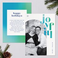 Joyful Gradient Holiday Cards Sapphire Signature Blank Standard Portrait