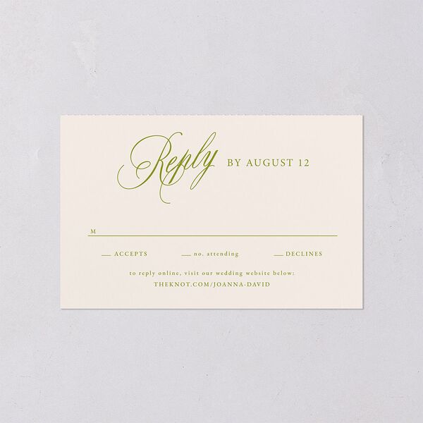 We're Getting Married All-in-One Wedding Invitations Deep Olive Signature Light Both Recipient and Return Addresses