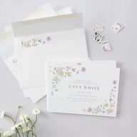 Floral Appliqué Bridal Shower Invitations Sheer Lilac Signature Blank