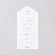 Coastal Oysters and Anchors All-in-One Wedding Invitations Sea Blue Signature Light Both Recipient and Return Addresses No