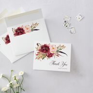 Bohemian Floral Thank You Cards Merlot