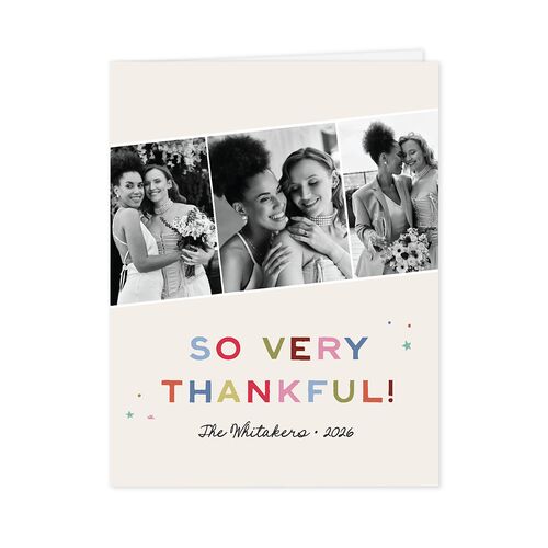Very Merriest Retro Christmas Thank You Cards Linen