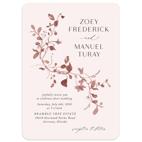 Curved Garland Wedding Invitations Peony Signature Blank No Rounded