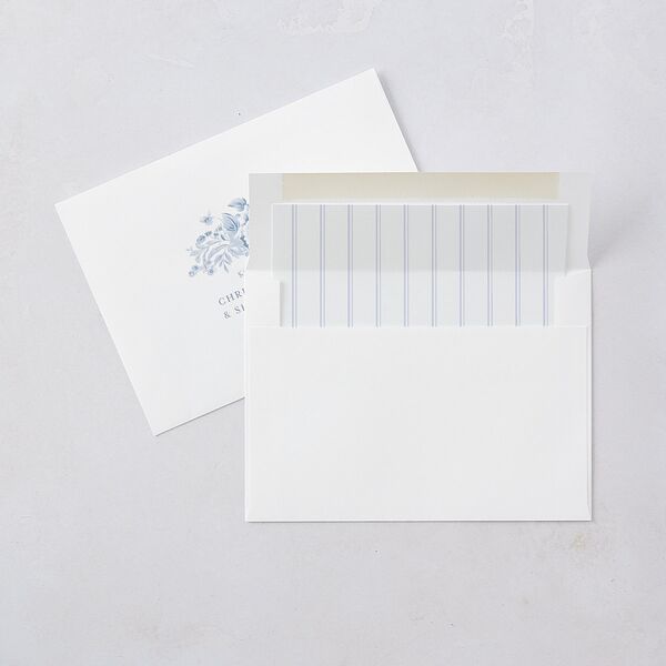 Vintage French Floral Toile Wedding Invitations Dusty Blue Signature Blank No Standard