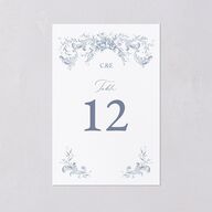 Antique Victorian Botanical Table Numbers Dusty Blue Signature