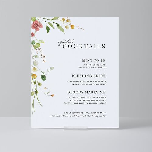 Delicate Wildflower Standard Bar Tabletop Sign Small Peach Pink Standard Outdoor Corrugated S Tabletop Bar