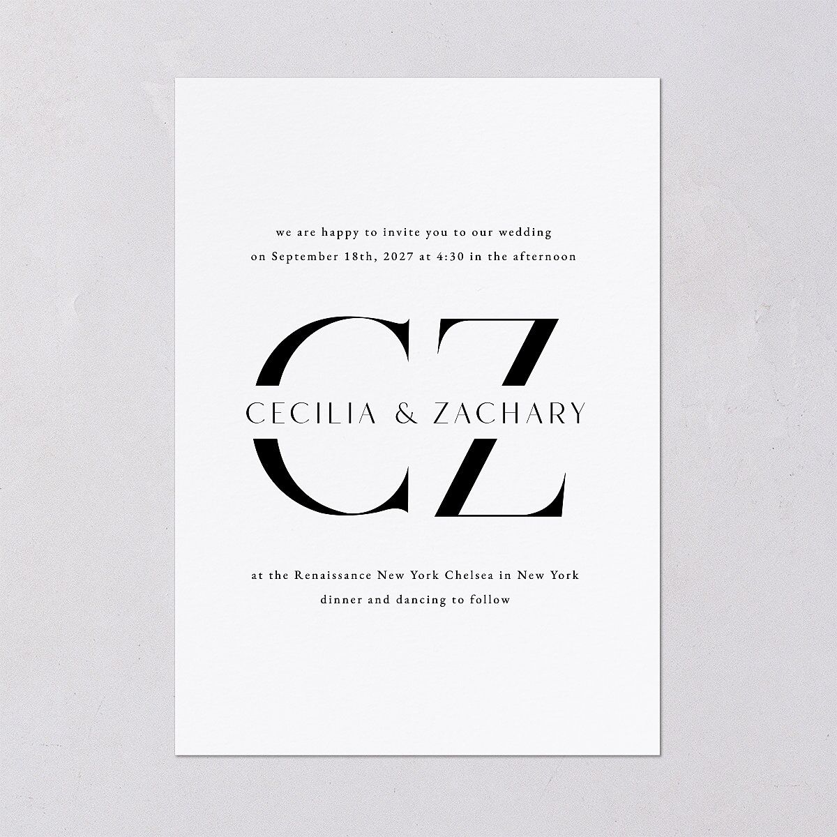 Simple Modern Monogram Wedding Invitations — view 2