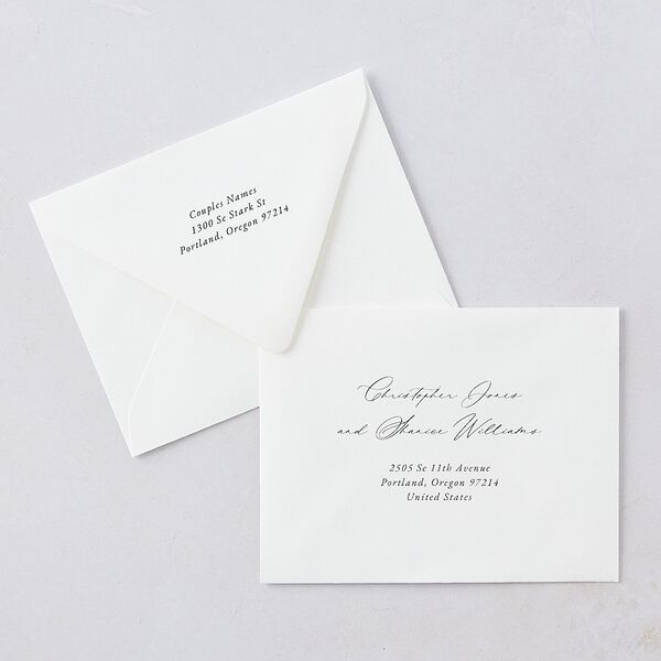 Timeless Floral Hoop Thank You Card Euro Envelopes White Luxe Pure White Both Recipient and Return Addresses Signature