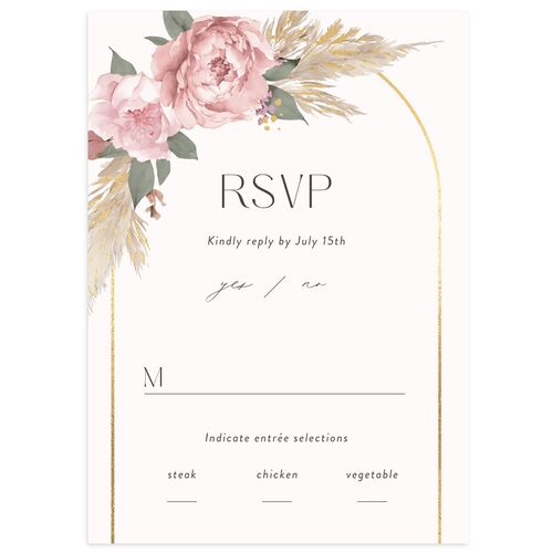 Bohemian Bouquet Foil Wedding Response Cards Gold Shell Pink Signature Standard