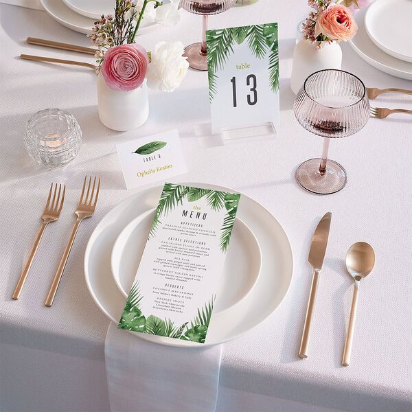 Tropical Leaves Table Numbers Scottish Green Signature