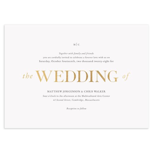 Classically Stated Wedding Invitations Silver Fox Gold No Signature Blank