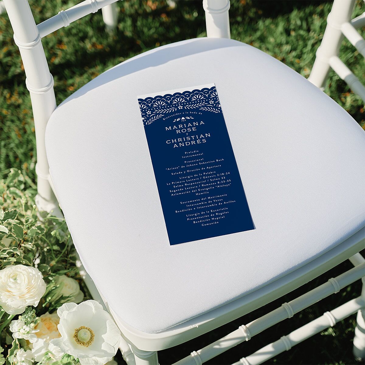 Papel Picado Wedding Programs Navy Signature