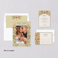 Vintage Nouveau Floral Digital Save the Date Cards Pear Dusty Blue Lets Celebrate Standard