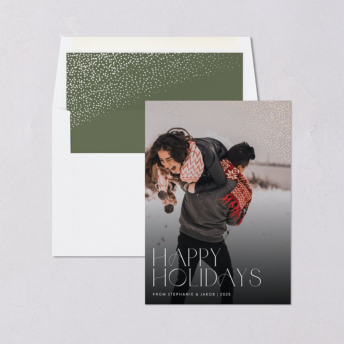 Holiday Sparkles Holiday Cards Gold Dark Camo Signature