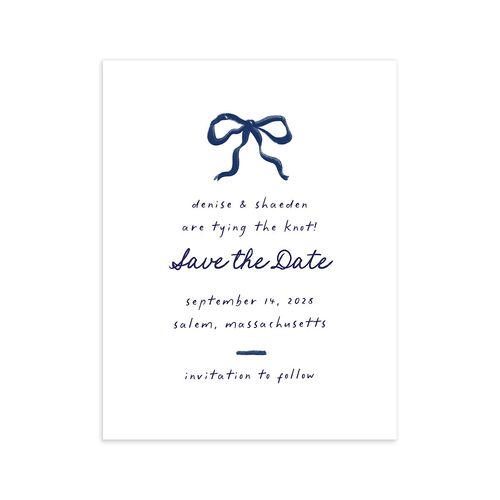 Dainty Bow Save the Date Petite Cards Navy Signature smooth Blank No Standard