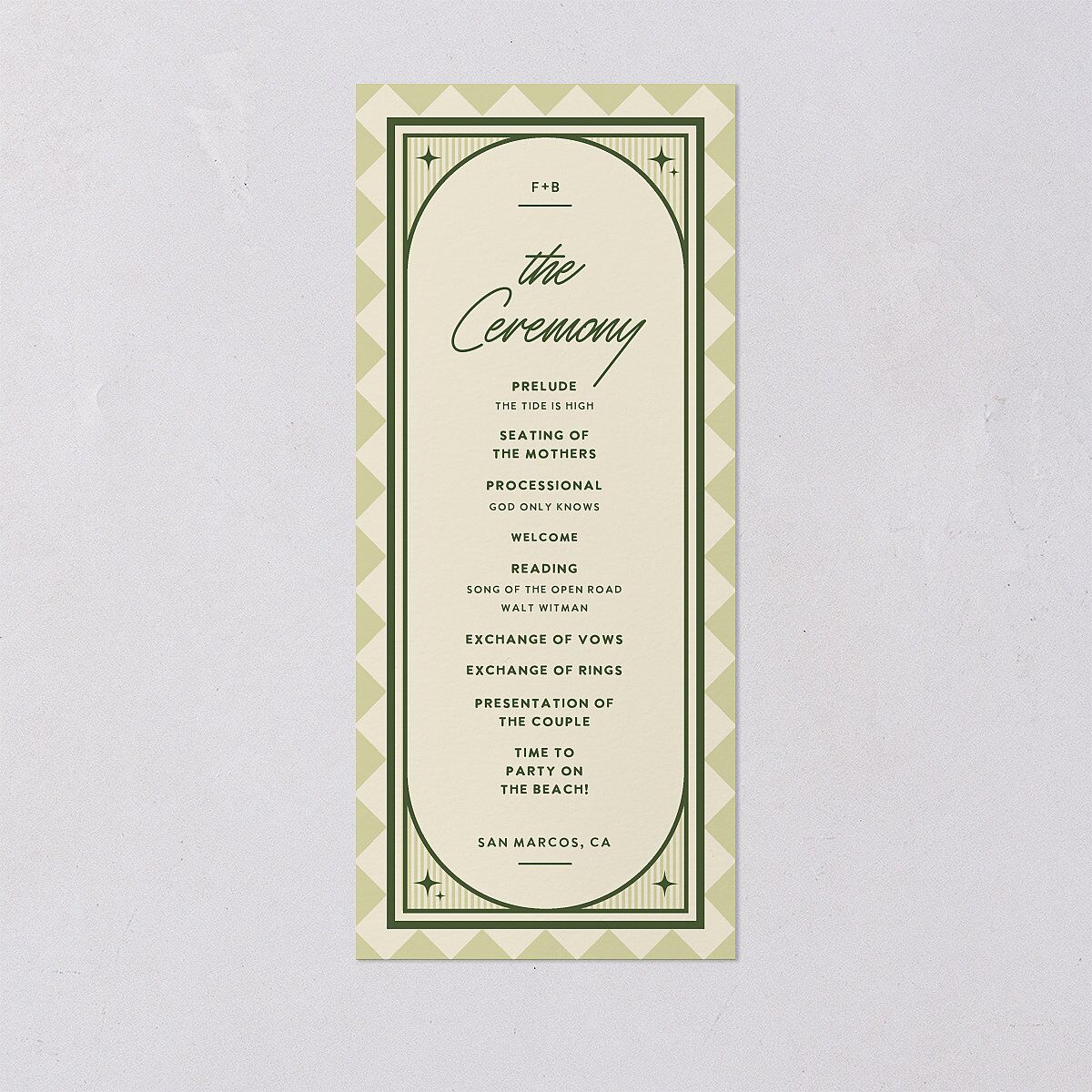 Retro Tropical Destination Wedding Programs Pear Signature