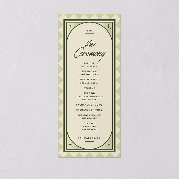 Retro Tropical Destination Wedding Programs Pear Signature