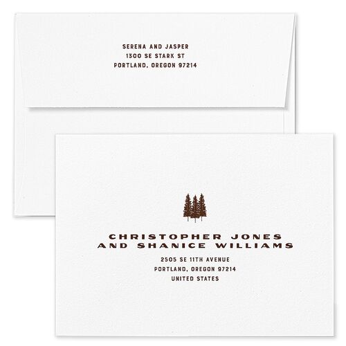 Mountain Park Poster Save The Date Card Envelopes Rose Red Clay Both Recipient and Return Addresses Signature Standard