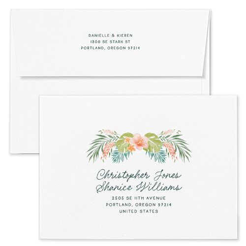 Watercolor Palm Crest Wedding Invitation Envelopes Turquoise Terracotta Both Recipient and Return Addresses Standard Signature