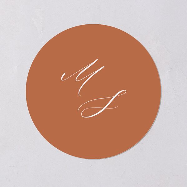 Western Floral Wedding Stickers Terracotta Circle