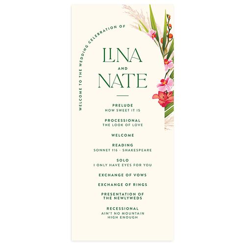 Hawaiian Tropical Orchid Oval Wedding Programs Crimson Signature