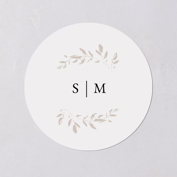 Delicate Frame Wedding Stickers Pure White Circle