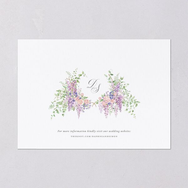 Formal Wisteria Garden Crest Save the Date Cards by Bridgerton Purple Haze Signature smooth Blank No Standard
