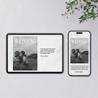 Magazine Cover Digital Save the Date Cards Licorice Dusty Blue Lets Celebrate Standard