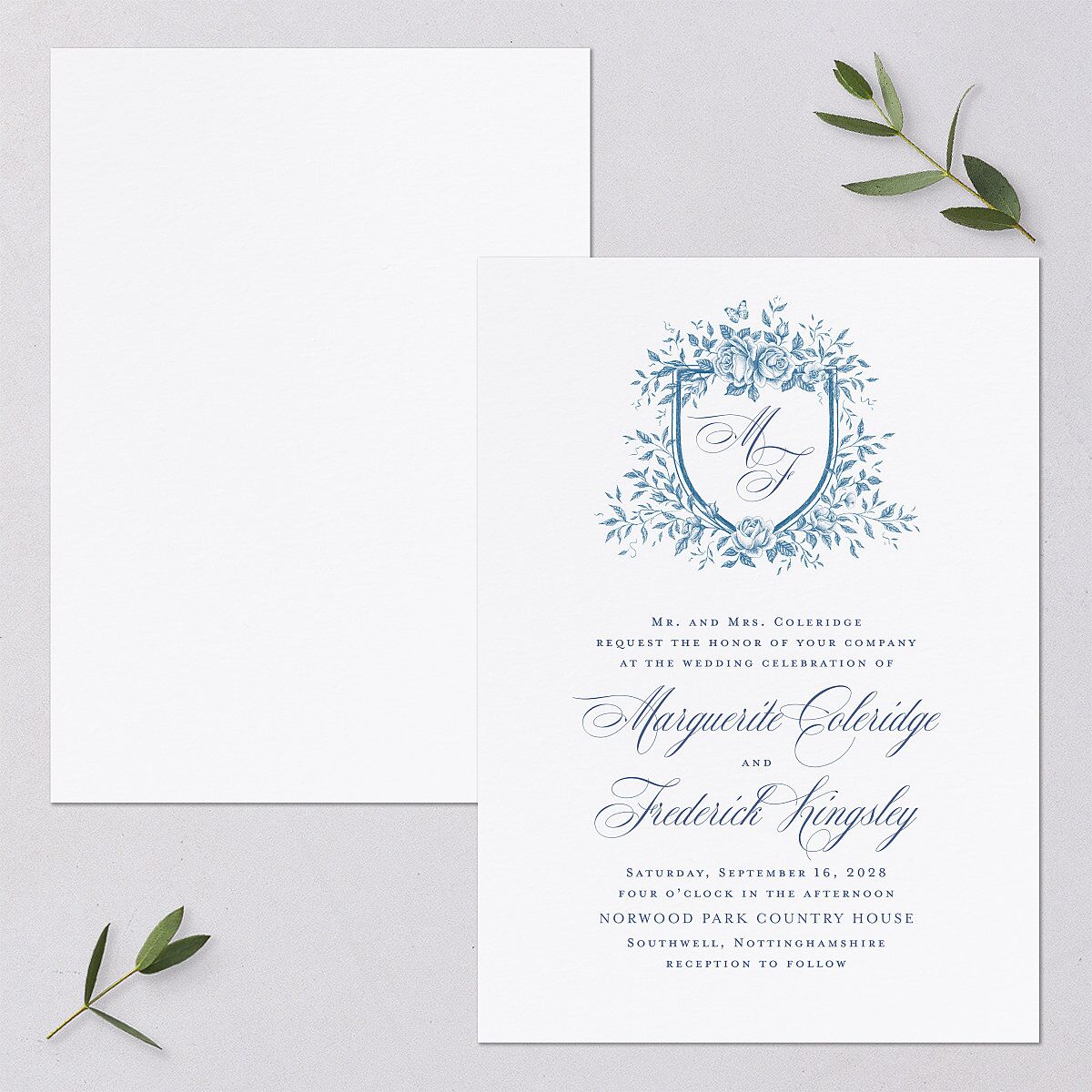 Elegant Rose Crest Wedding Invitations — view 1