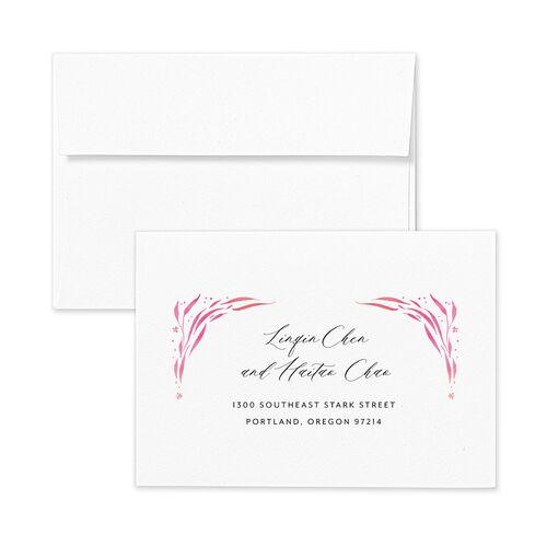 Chinese Phoenix Fenghuang Response Card Envelopes White Rose Pink Return Address Signature Standard