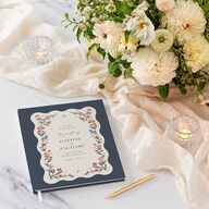 Flora Garden Border Guest Books Moody Blue