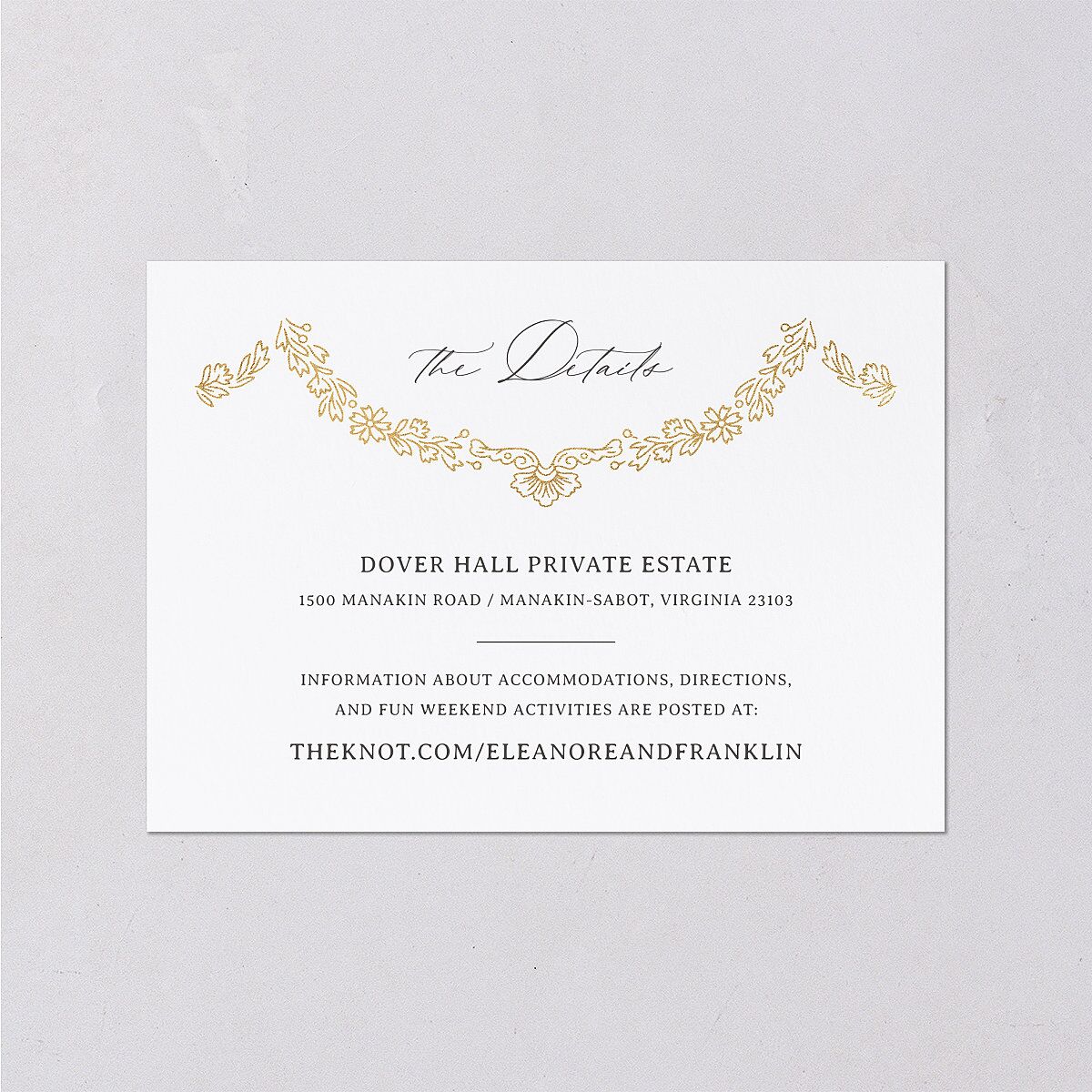 Baroque Border Wedding Enclosure Cards Gold Pure White Signature