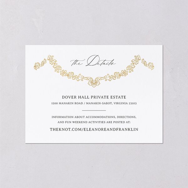 Baroque Border Wedding Enclosure Cards Gold Pure White Signature