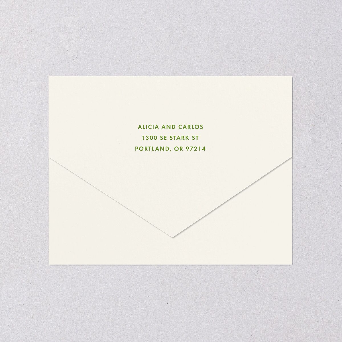 Editorial Promise All-in-One Wedding Invitations Meadow Signature Light Both Recipient and Return Addresses No