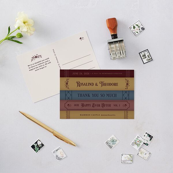 Vintage Storybook Thank You Postcards Merlot