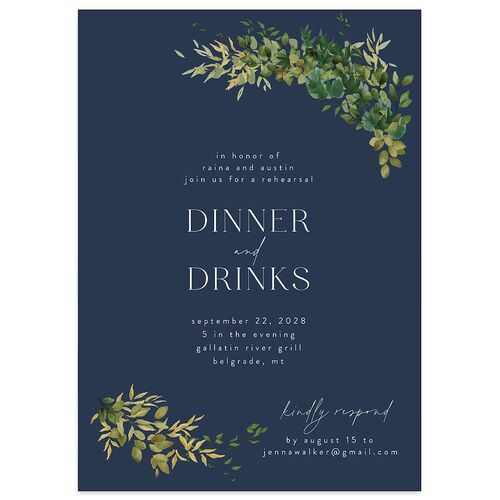Harvest Crescent Rehearsal Dinner Invitations Moody Blue Signature Blank Standard