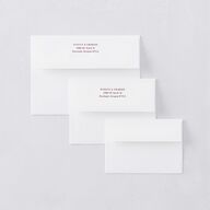 Whimsical Hand Drawn Bow Save the Date Magnet Envelopes White Burgundy Both Recipient and Return Addresses Signature Standard